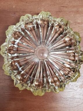Vintage Heavy Glass Ashtray or Repurposed Trinket Dish